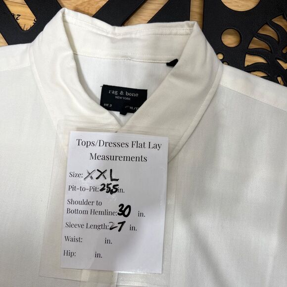 Rag & Bone 2XL Fit 2 Tomlin Button Down Shirt Heather Melange Cream Cotton - Picture 10 of 10